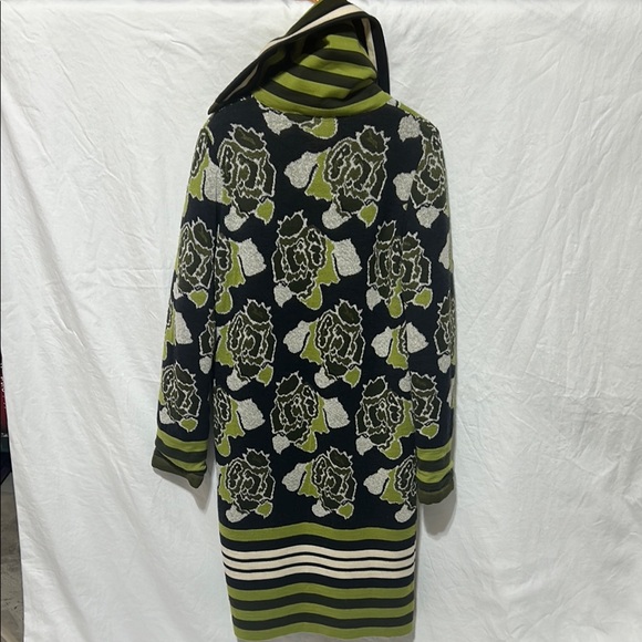 Missoni Black and Green Floral Vintage Wool Coat - Picture 2 of 4